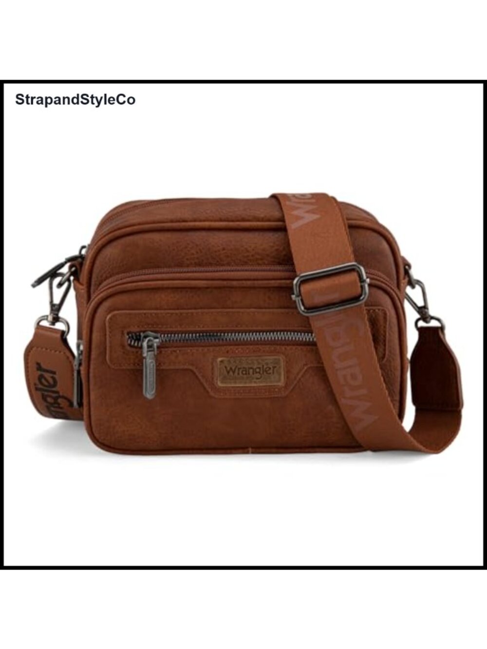 Wrangler Multi Pocket Crossbody Bag Vegan Leather Adjustable Strap Shoulder